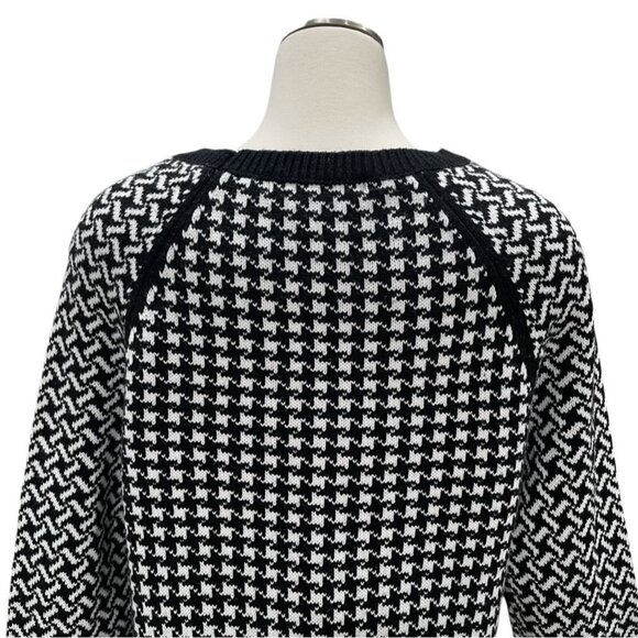 89th & Madison Sweater L B/W Houndstooth Knit Raglan Sleeve Winter Cozy Pullover - Picture 4 of 8